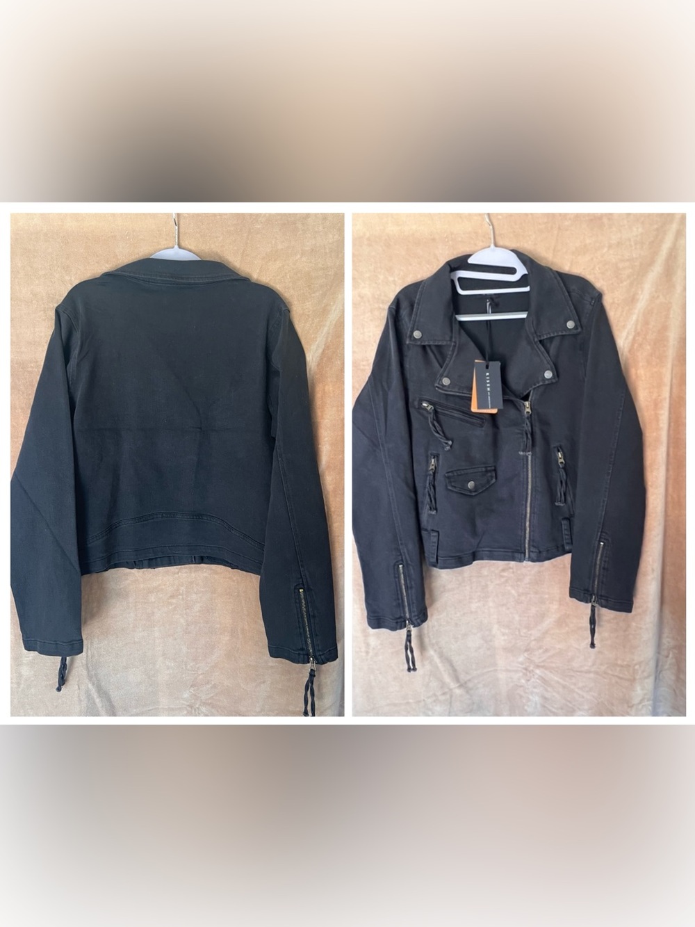 Black Women's Moto Jean Jacket - Unbranded
